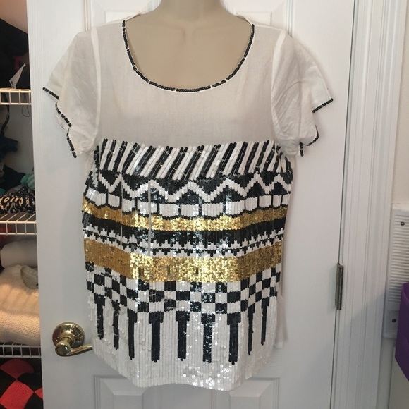 Sabine white sequin top- medium - Picture 1 of 5